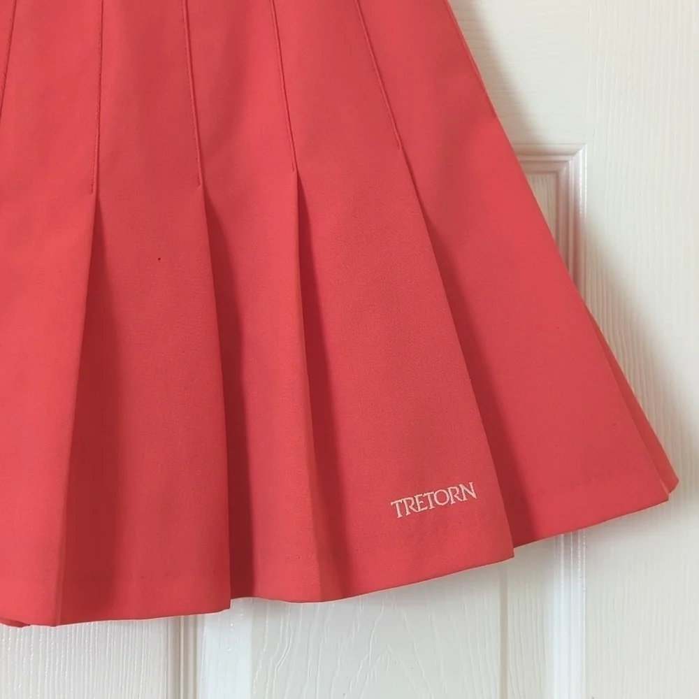 Tretorn 80's Vintage Classic Pleated High Waisted Mini Tennis Skirt Hot Coral 8 - Picture 3 of 10